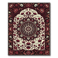 Crimson Floral Medallion Lotus Art Rug