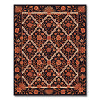 Terracotta Floral Lattice Scrollwork Rug