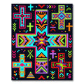 Neon Pixel Geometric Crosses Abstract Rug