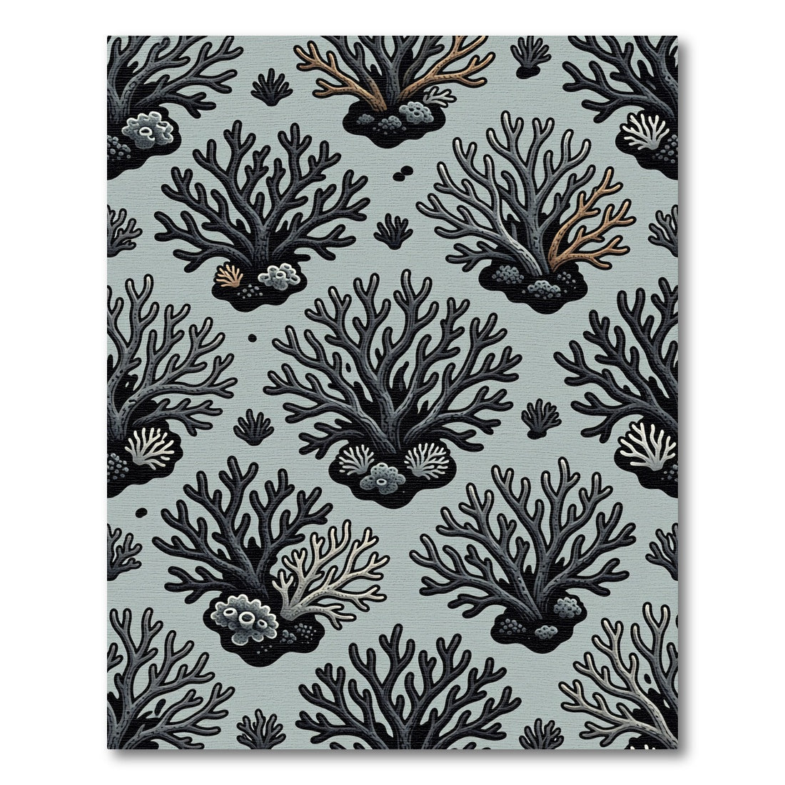 Gray Coral Branch All Over Rug
