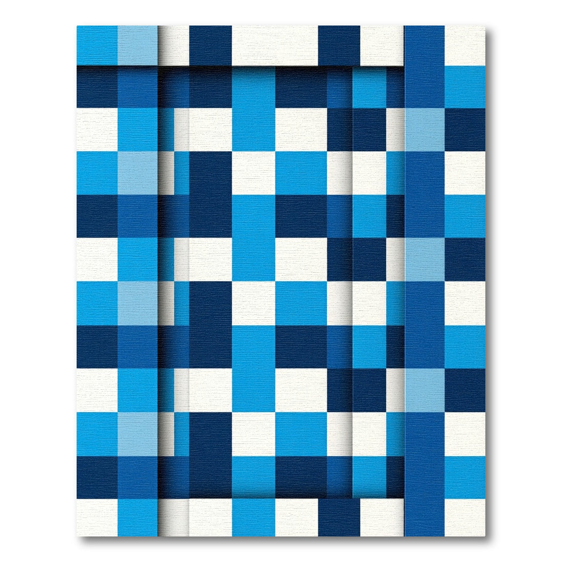 Cool Blue Checkerboard Layered Squares Rug
