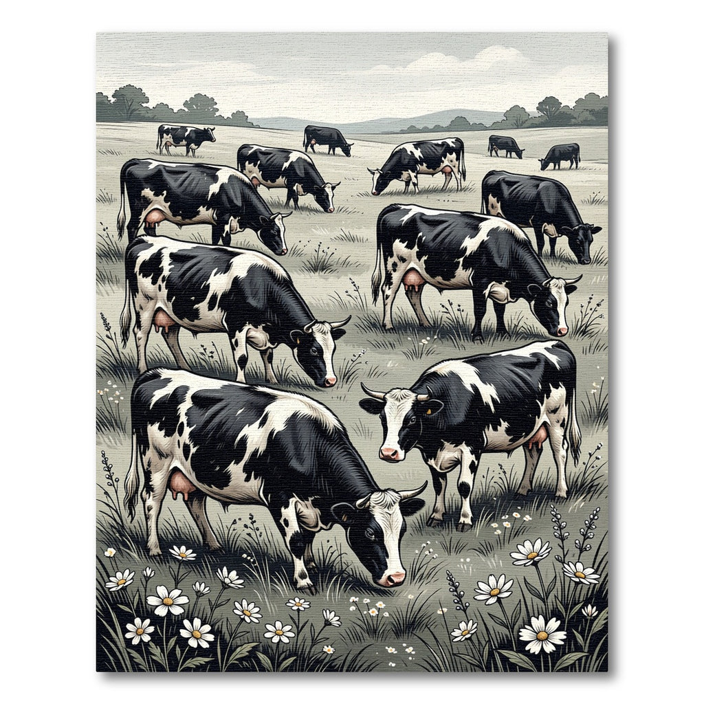 Black and White Grazing Herd Rug