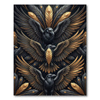 Gilded Raven Wings Black Gold Art Rug
