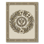 Vintage Floral Urn Wreath Border Rug