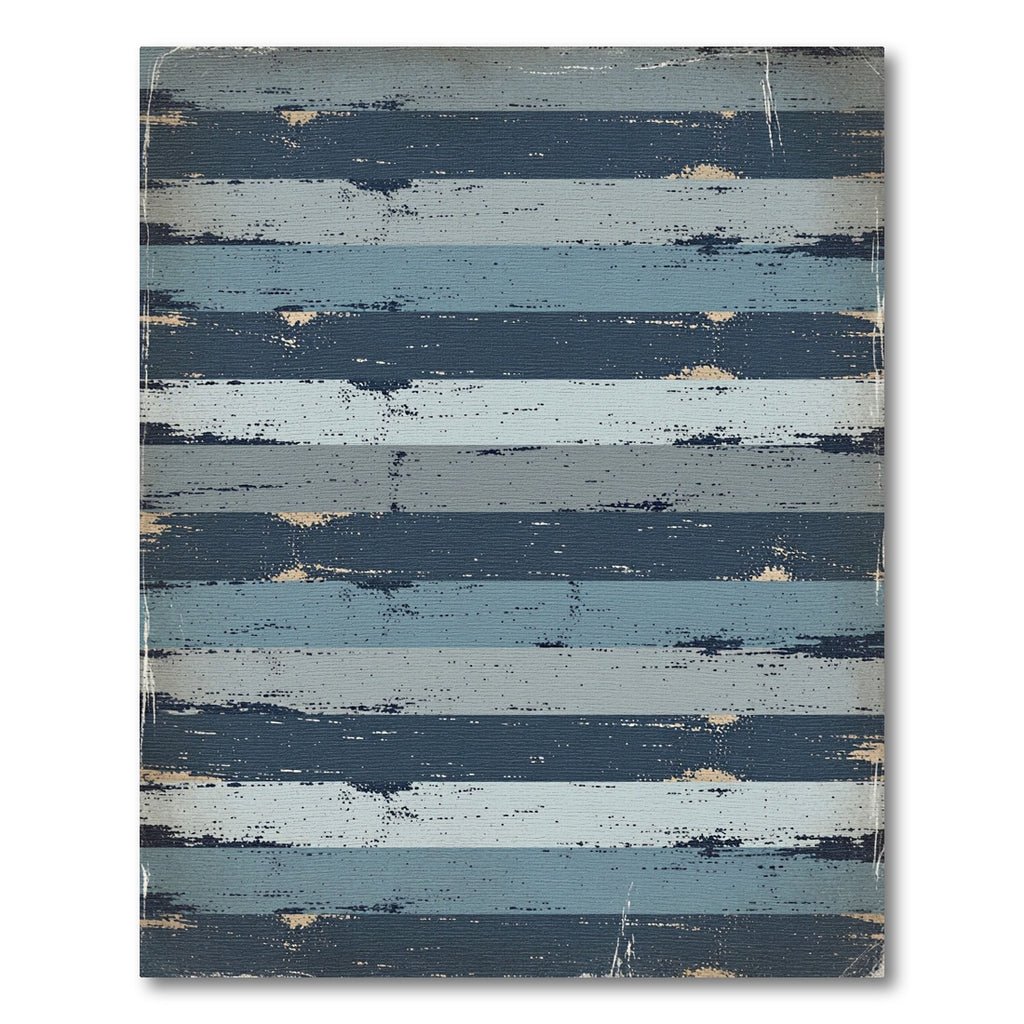 Distressed Navy and Faded Blue Stripe Rug