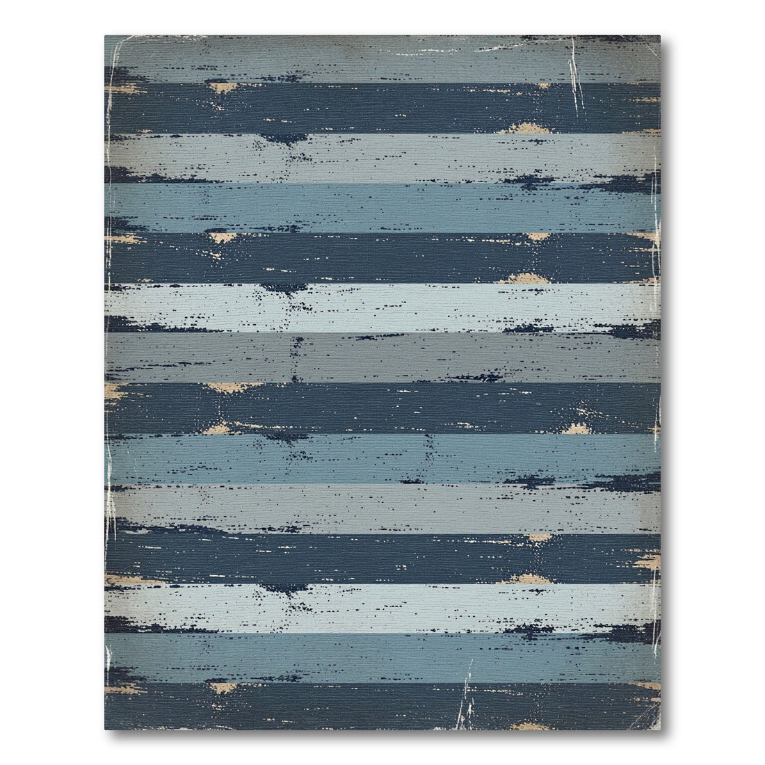 Distressed Navy and Faded Blue Stripe Rug