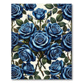 Elegant Midnight Blue Rose Floral Rug