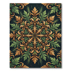 Ornate Gold and Emerald Acanthus Medallion Rug
