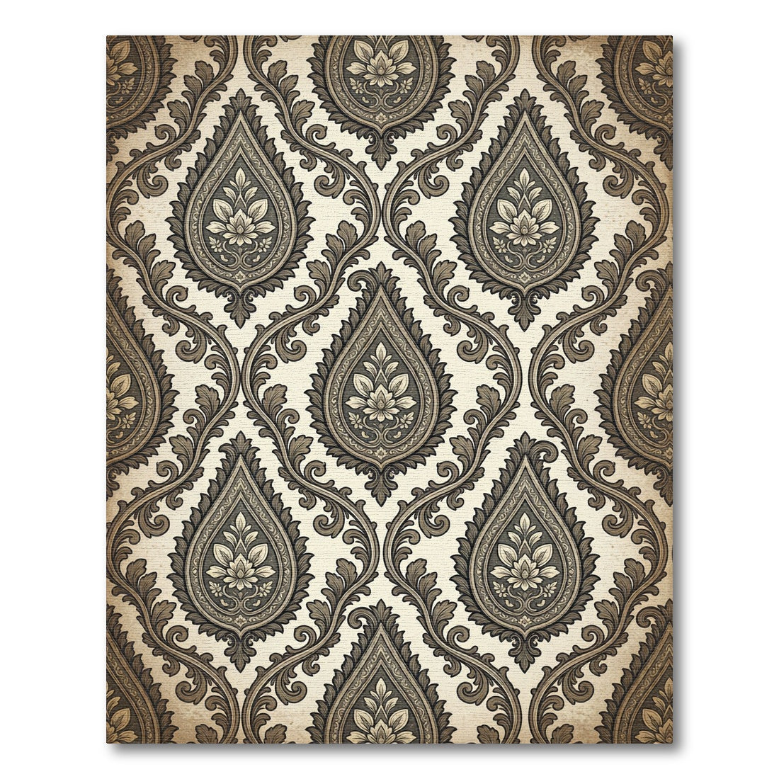 Antique Beige Paisley Floral Rug