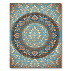Ornate Damask Medallion in Dusty Blue Rug
