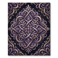 Ornate Amethyst Gold Swirl Medallion Rug