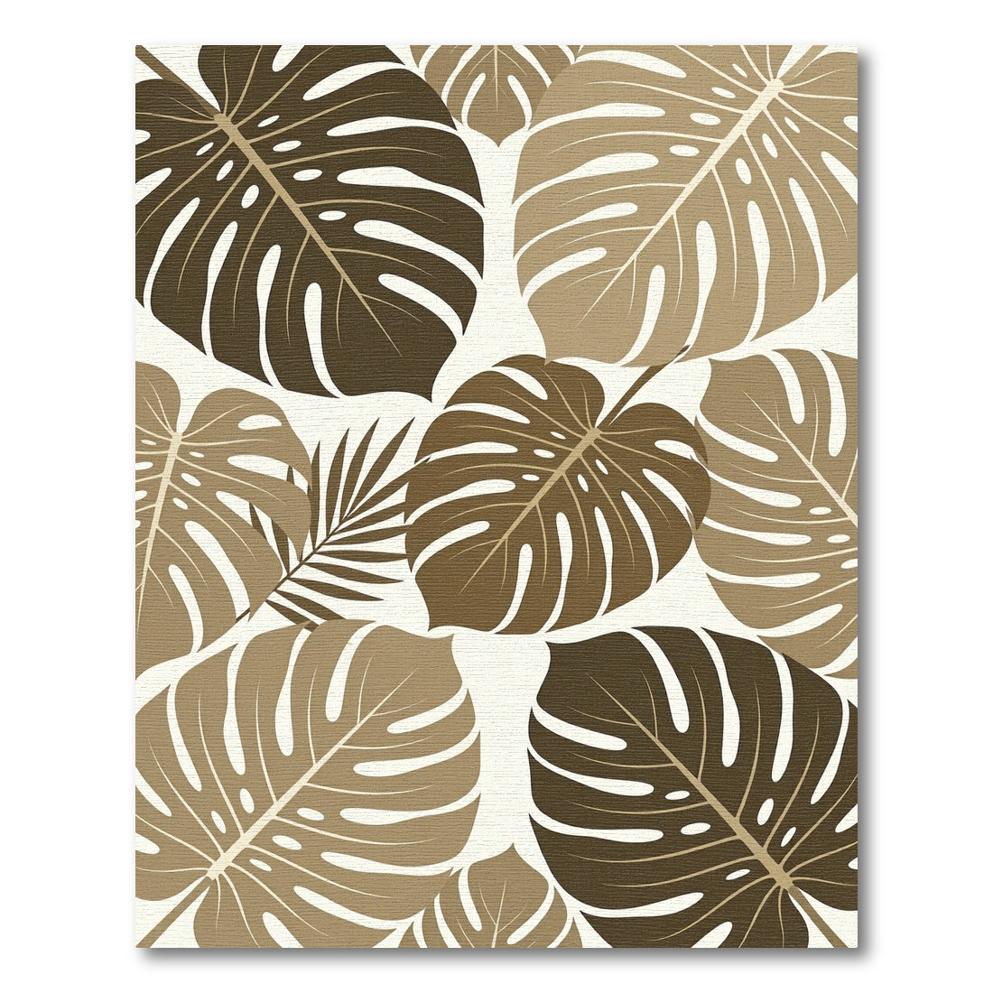 Modern Tropical Monstera Leaf Earthy Rug
