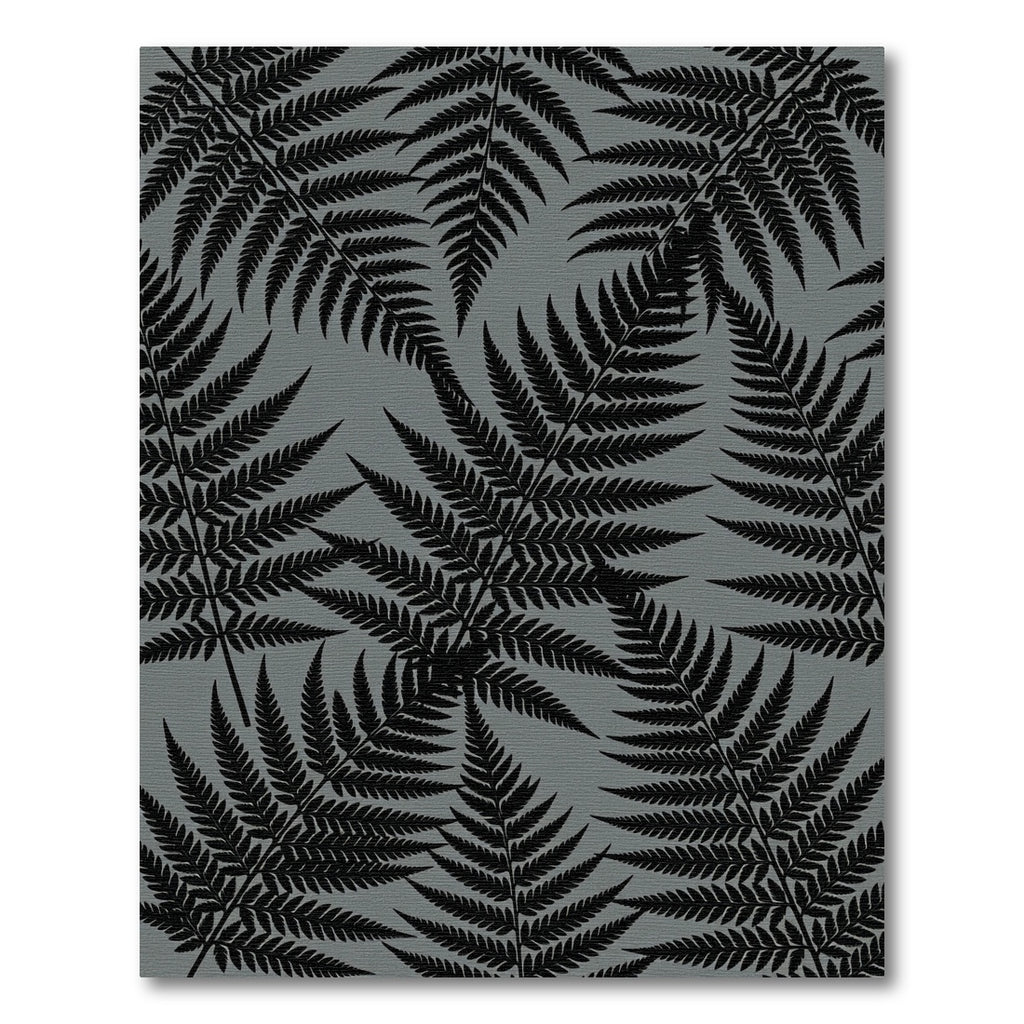 Dark Fern Leaf Silhouette Gray Rug