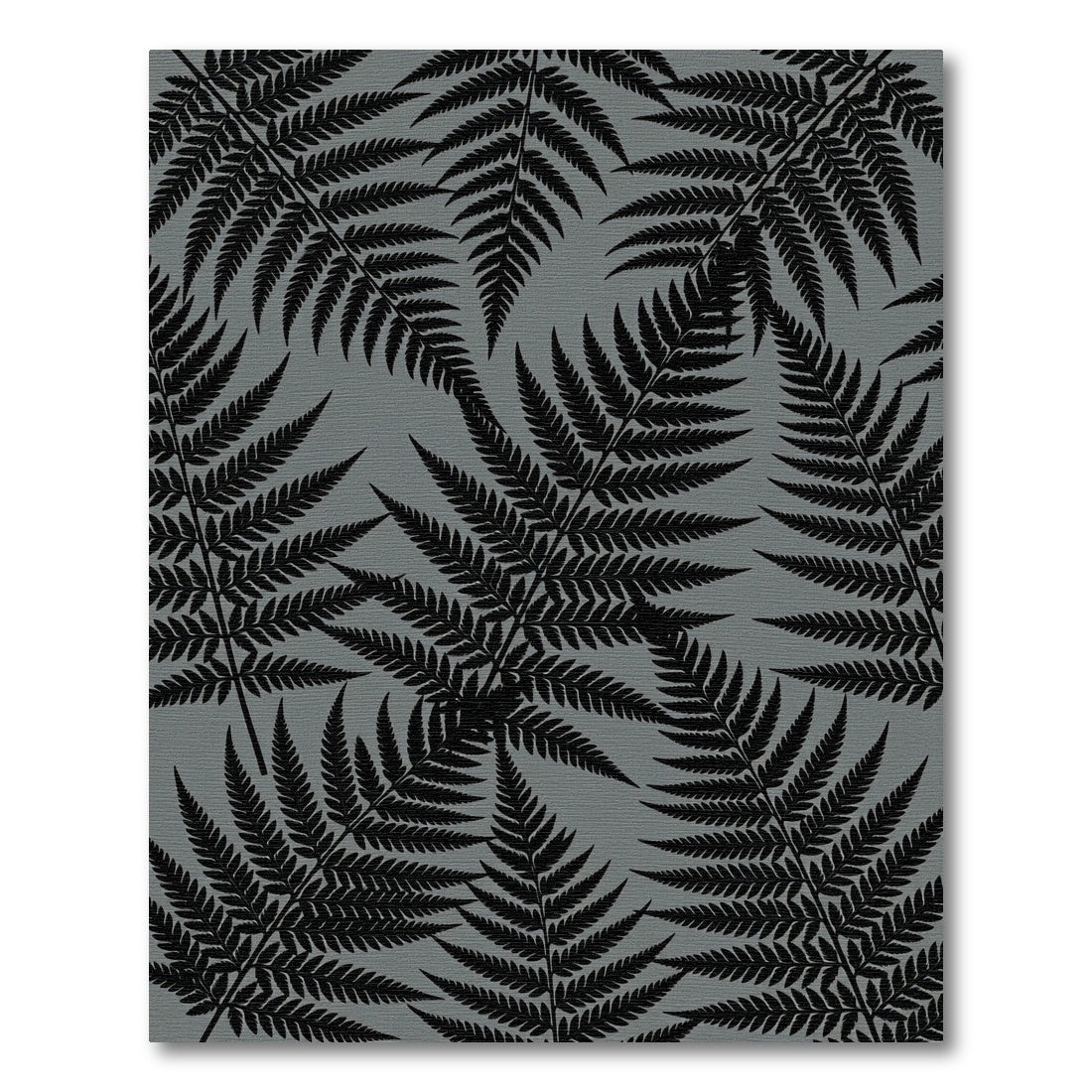 Dark Fern Leaf Silhouette Gray Rug