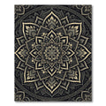 Sophisticated Charcoal and Gold Mandala Rug