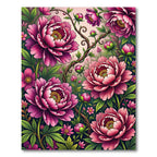 Vibrant Magenta Peony Botanical Garden Rug