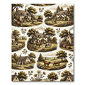 Country Farmhouse Scenic Village Scene Rug