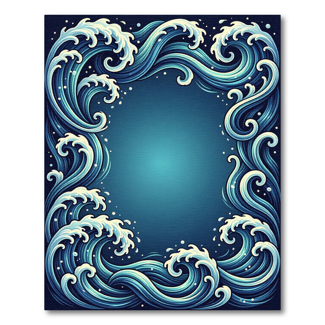 Japanese Deep Blue Spiraling Ocean Wave Rug