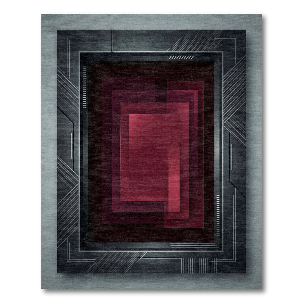 Deep Red Geometric Stack Rug