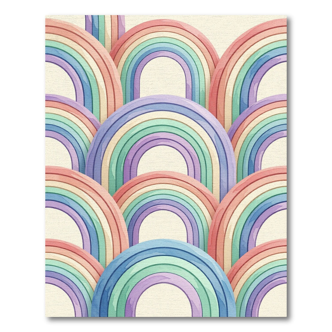 Pastel Rainbow Arched Watercolor Tapestry Rug