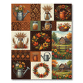 Rustic Autumn Harvest Garden Patchwork Rug