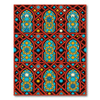 Red Sunburst Arabesque Geometric Rug
