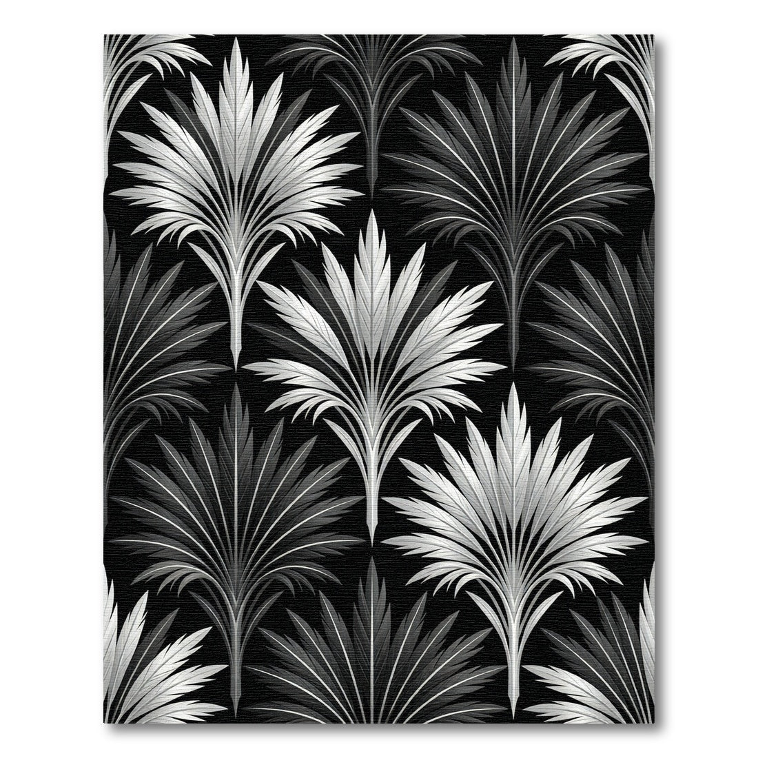 Monochrome Art Deco Fan Leaf Rug