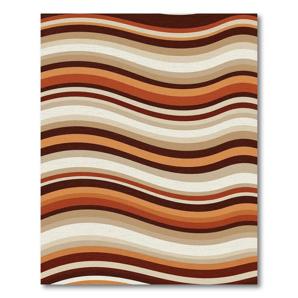 Retro Earthy Tone Wavy Stripe Rug