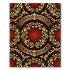 Ornate Crimson Gold Laurel Wreath Rug