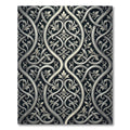 Ornate Silver Interlocking Floral Swirls Rug
