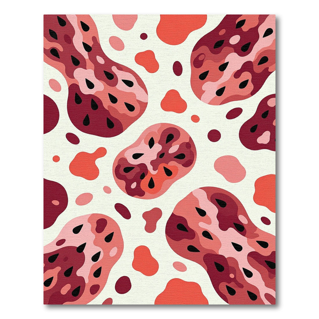 Crimson Pink Abstract Organic Shapes Rug