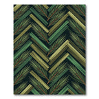 Forest Green Wood Herringbone Palm Fronds Rug