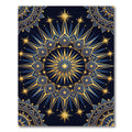 Celestial Gold and Navy Starburst Mandala Rug
