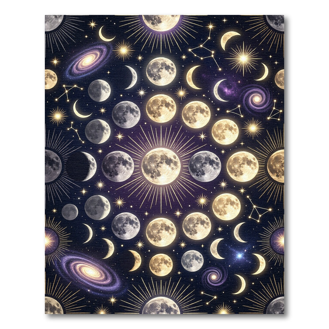 Celestial Moon Phases Spiral Galaxy Rug