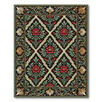 Elegant Black Floral Diamond Lattice Rug