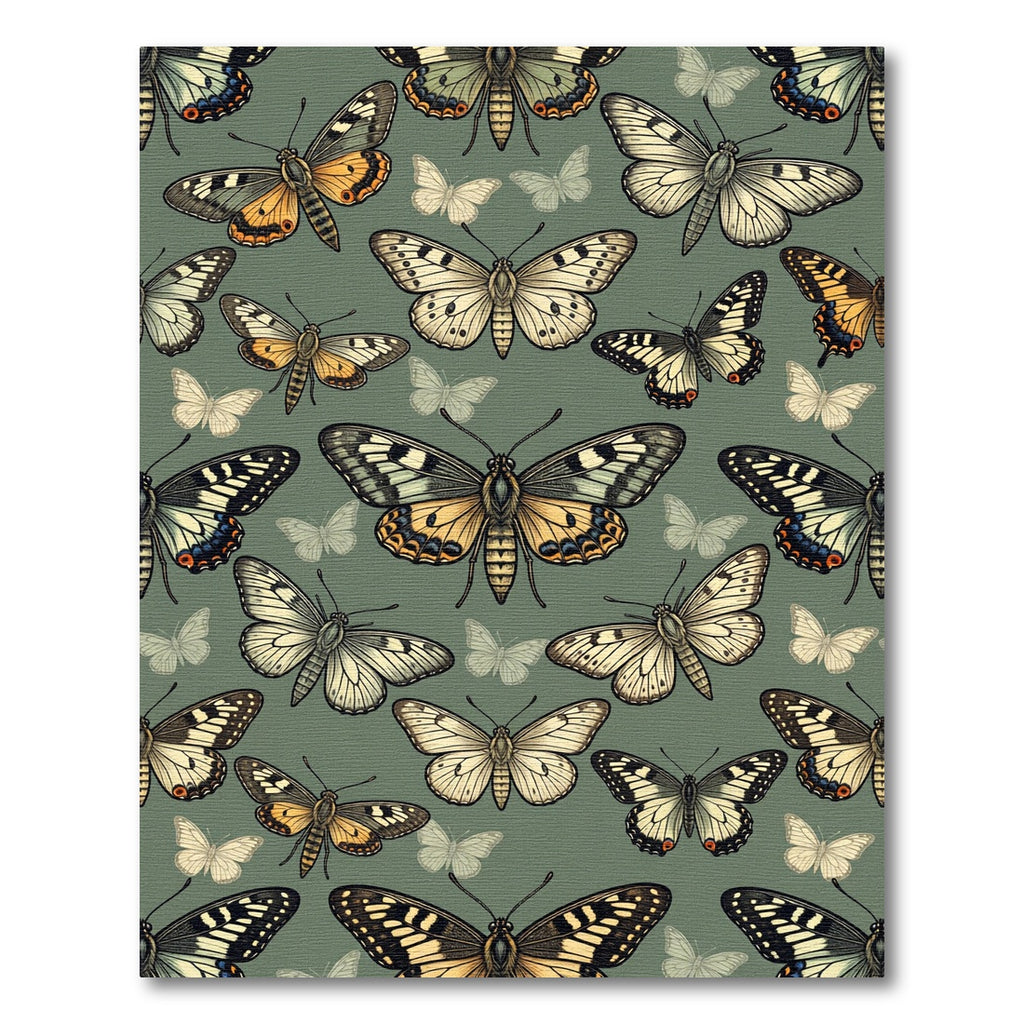 Vintage Sage Green Butterfly Garden Rug