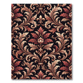 Ornate Terracotta Damask Foliage Scroll Rug