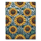 Radiant Golden Sunflower Botanical Illustration Rug