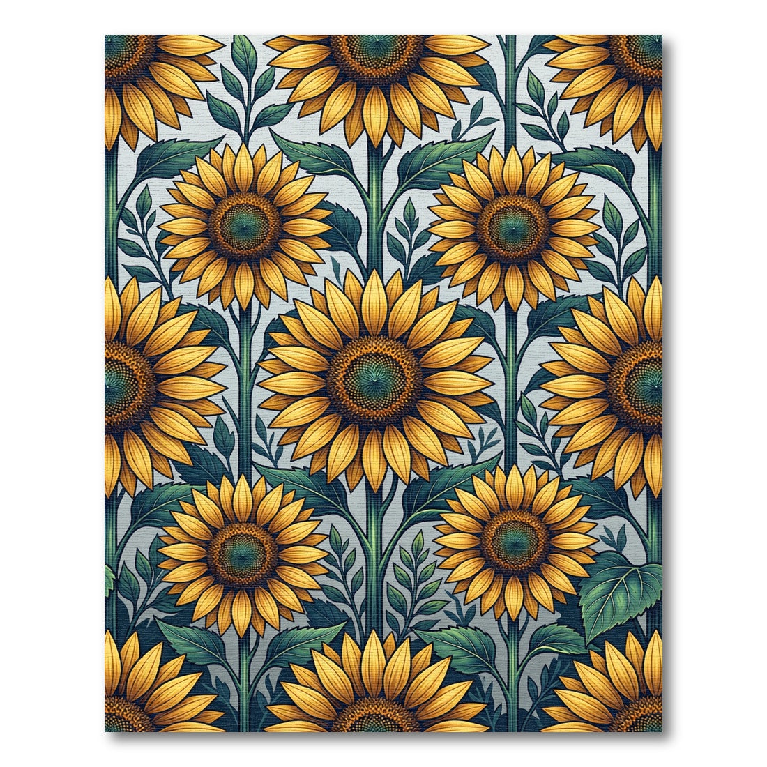 Radiant Golden Sunflower Botanical Illustration Rug