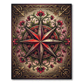 Vintage Crimson Floral Compass Medallion Rug