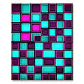 Neon Cyber Grid Geometric Mosaic Rug