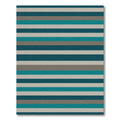 Coastal Teal Gray White Stripe Arrangement Rug