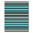 Coastal Teal Gray White Stripe Arrangement Rug