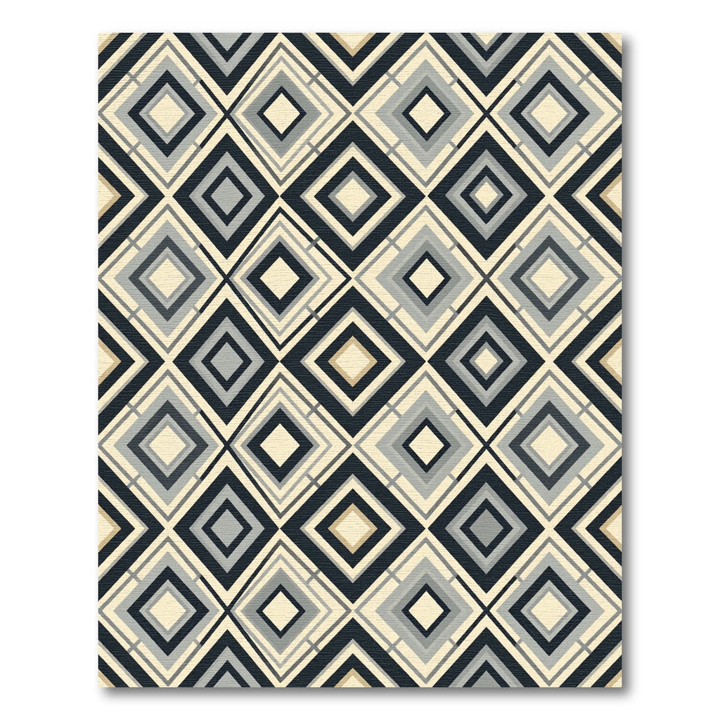 Sophisticated Monochrome Geometric Diamond Rug