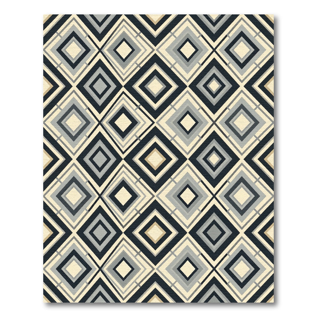 Sophisticated Monochrome Geometric Diamond Rug
