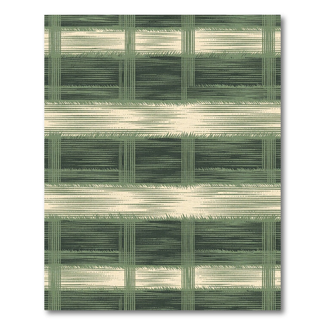 Textured Sage and Cream Plaid Rug