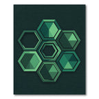 Modern Emerald Hexagon Geometric Arrangement Rug