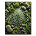 Earthy Green Lithophyte Leaf Composition Rug