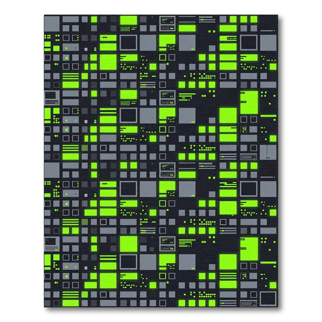 Neon Cyberpunk Grid Matrix Art Rug