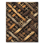 Earthy Woven Wooden Lattice Texture Rug